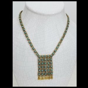 2/$20 Unique vintage turquoise bead bib necklace